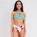 1 Sexy Flower Stripe Cross Belt Bikini Swimsuit