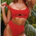 9 Sexy Hollow Out Pure Color Bikini Swimsuit Set