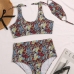 3 Sexy Printed Sleeveless High Waist Swimsuit Set