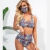 1 Sexy Printed Sleeveless High Waist Swimsuit Set