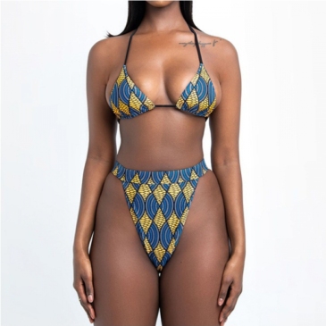  Sexy Printing Sleeveless Bikini Set Beach Wear 