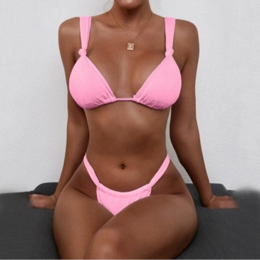  Sexy Pure Color Two Piece Bikini Swimwear