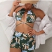 1 Sexy Sleeveless Backless Printing Two Piece Bikinis