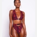 3 Sexy Snake Print Hollow Out Bikini Swimwear Set