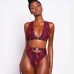 4 Sexy Snake Print Hollow Out Bikini Swimwear Set