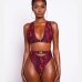 1 Sexy Snake Print Hollow Out Bikini Swimwear Set