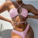 3 Sexy Stripe Sleeveless Bikini Swimsuit Set