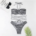 6 Sexy Stripe Sleeveless Bikini Swimsuit Set