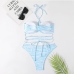 8 Sexy Stripe Sleeveless Bikini Swimsuit Set