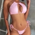 1Beach Solid Tie Wrap 3 Piece Bikini Swimsuits Sets