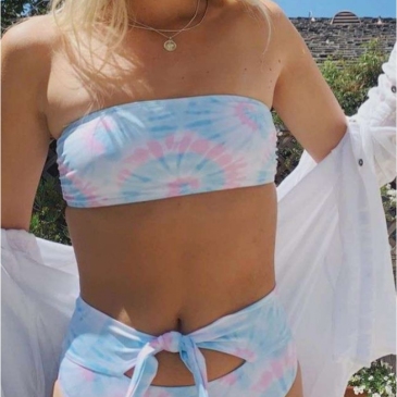 Beach Tie Dye Strapless Two Piece Bikini Sets