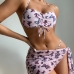 3Butterflies Printed Halter Three Piece Bikini Swimwear