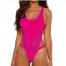 1Color Block Mesh One-piece Bikini