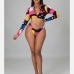 3Colourful Printed Long Sleeve 3 Piece Swimsuit