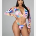 6Colourful Printed Long Sleeve 3 Piece Swimsuit