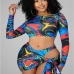 7Colourful Printed Long Sleeve 3 Piece Swimsuit