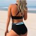 4Contrast Color Printed High Waist Swimsuit Women