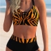 5Contrast Color Printed High Waist Swimsuit Women