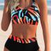 6Contrast Color Printed High Waist Swimsuit Women