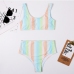 5Contrast Color Striped Two Piece Swimsuit