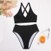 13Crisscross Solid Backless Two Piece Swimsuit