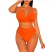 5Crisscross Solid Backless Two Piece Swimsuit