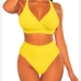 8Crisscross Solid Backless Two Piece Swimsuit