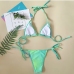 13Gradient Color Green Halter Two Piece Swimwear