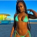 8Gradient Color Green Halter Two Piece Swimwear