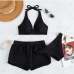 1Halter Neck  Solid Color Three Piece Swimsuit