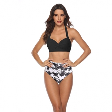 Halter Top Printed Two Piece Swimsuits For Women