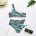 5Inclined Shoulder Print Two Piece Bikini Swimwear