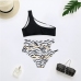 7Inclined Shoulder Print Two Piece Bikini Swimwear