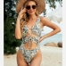 3Lace Up Leopard Print One Piece Bikini