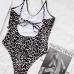 4Lace-Up Leopard Printed One Piece Bikini