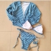 7Long sleeve Stripe Bikini Three Piece Set