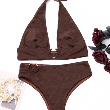 Loop Decor Solid 2 Piece Swimsuit