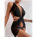 8New Summer Black Gauze Three Piece Swimsuit