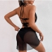 9New Summer Black Gauze Three Piece Swimsuit