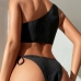 3One Shoulder Keyhole Solid 2 Piece Swimsuit