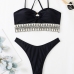 4Patchwork Backless Beach Women Bikini Underwear Sets