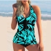 5Printed Halter Ladies Swimwear 2 Piece Tankini Sets