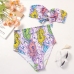 5Printed Strapless High Waisted 2 Piece Swimsuit