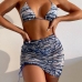 1Seductive Printed Drawstring Three Pieces Ladies Swimwear