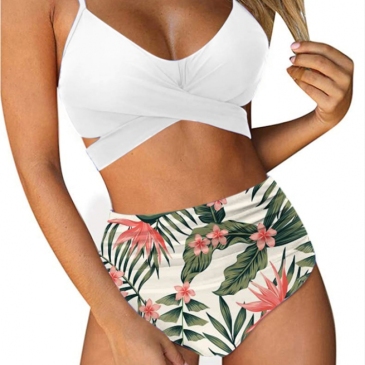 Sexy High Waist Print 2 Piece Tank Bikini