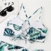 5Sexy Leaves Print Lace Up Tank Bikini Sets
