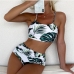 1Sexy Leaves Print Lace Up Tank Bikini Sets