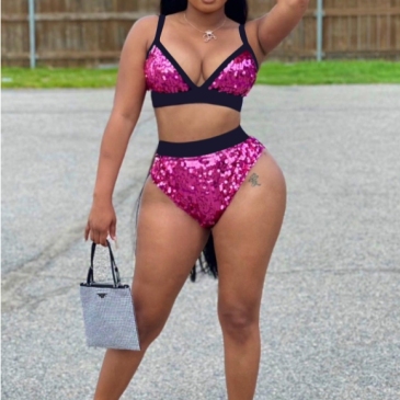 Sexy Sequined Matching Summer 2 Piece Bikini Sets