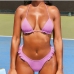 11Sexy Solid Color Ruffle Two Piece Swimwear