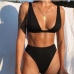 3Solid Color Women Two Pieces Swimsuit Sets